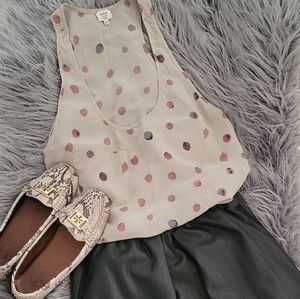 Wilfred silk pocket tank. Beige/purple. Large.